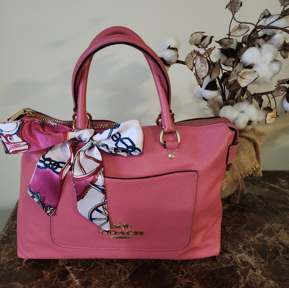 Coach Pink Pebble Leather Satchel Bag EUC